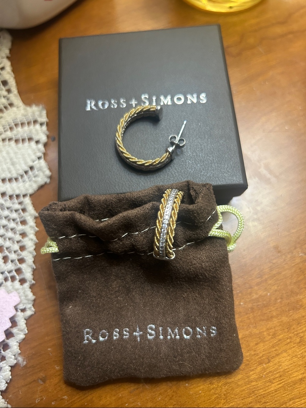 Ross-Simons Gold / silver two tone Rope-Textured Hoop Earrings